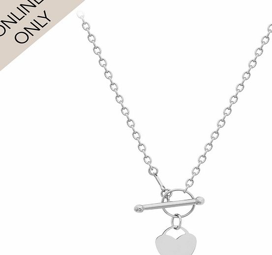 Goldsmiths 9ct White Gold Heart T-Bar Necklace