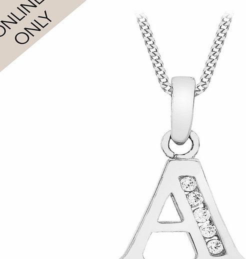 Goldsmiths 9ct White Gold Initial A Cubic Zirconia Pendant
