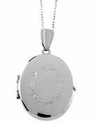 Goldsmiths 9ct white gold oval locket and chain