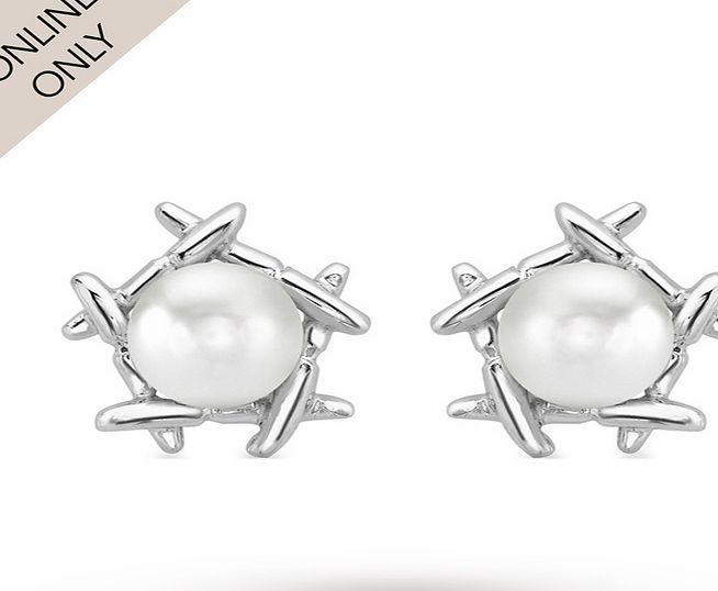 Goldsmiths 9ct White Gold Pearl Stud Earrings