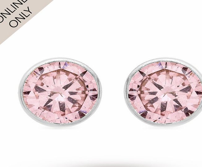 Goldsmiths 9ct White Gold Pink Cubic Zirconia Stud Earrings