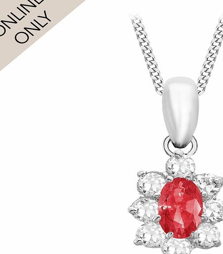 Goldsmiths 9ct White Gold Red and White Cubic Zirconia