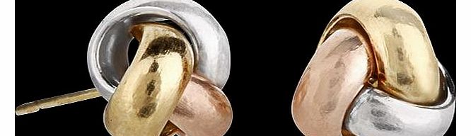 9ct White, Rose and Yellow Gold Knot Stud Earrings