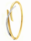 9ct yellow and white gold cubic zirconia bangle