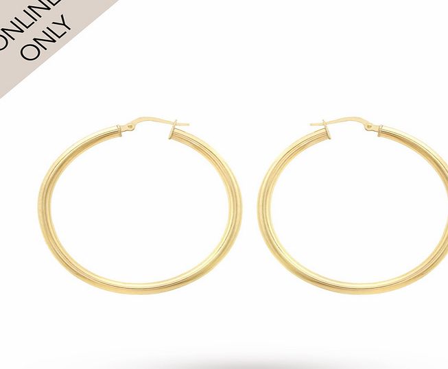 Goldsmiths 9ct Yellow Gold 35mm Hoop Earrings