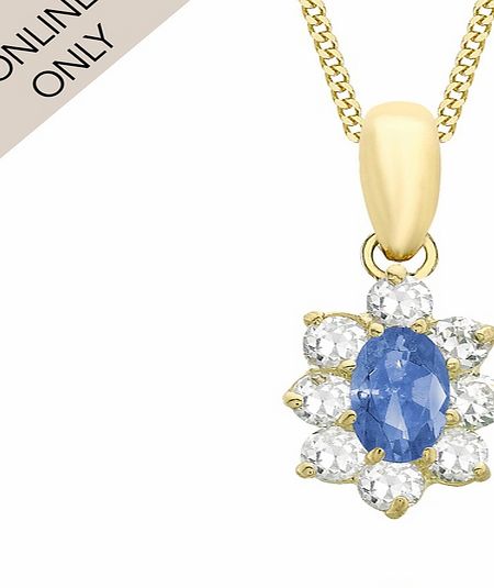 Goldsmiths 9ct Yellow Gold Blue and White Cubic Zirconia