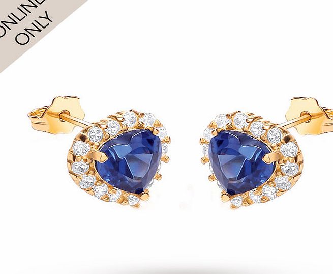 Goldsmiths 9ct Yellow Gold Blue Cubic Zirconia Cluster