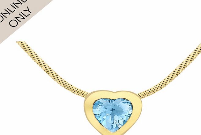 Goldsmiths 9ct Yellow Gold Blue Topaz Heart Pendant