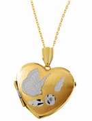 Goldsmiths 9ct yellow gold butterfly heart locket