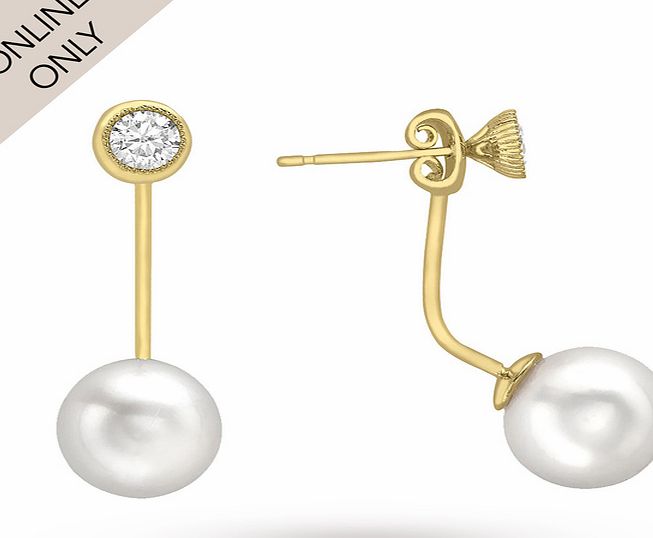 Goldsmiths 9ct Yellow Gold Cubic Zirconia and 8mm Pearl