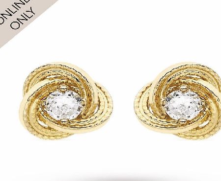 Goldsmiths 9ct Yellow Gold Cubic Zirconia Knot Earrings