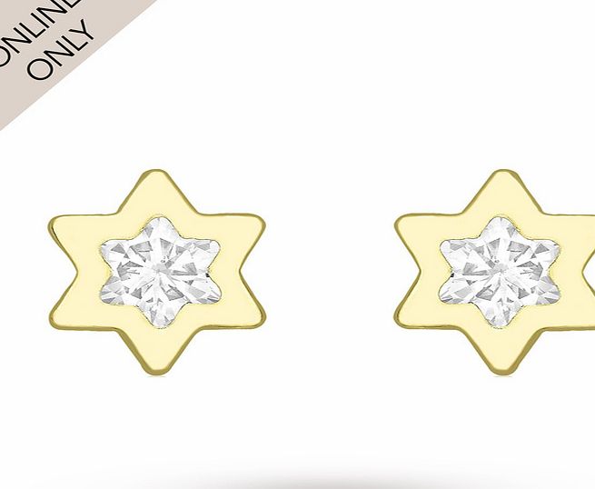 Goldsmiths 9ct Yellow Gold Cubic Zirconia Star Stud Earrings
