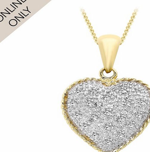 Goldsmiths 9ct Yellow Gold Diamond Heart Pendant