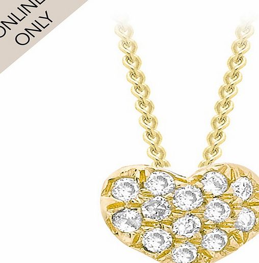Goldsmiths 9ct Yellow Gold Diamond Set Heart Pendant