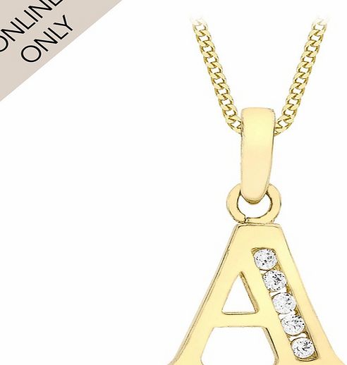 Goldsmiths 9ct Yellow Gold Initial A Cubic Zirconia Pendant