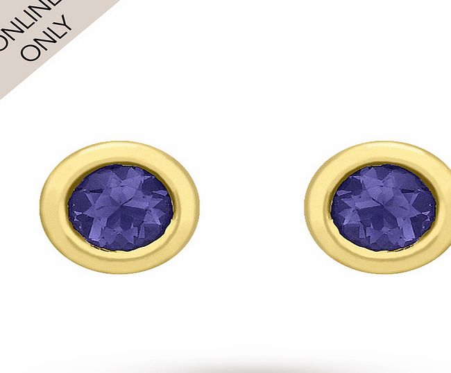 Goldsmiths 9ct Yellow Gold Iolite Stud Earrings
