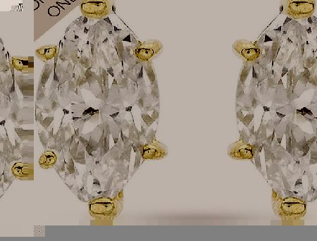 Goldsmiths 9ct Yellow Gold Marquise Cut Cubic Zirconia Stud