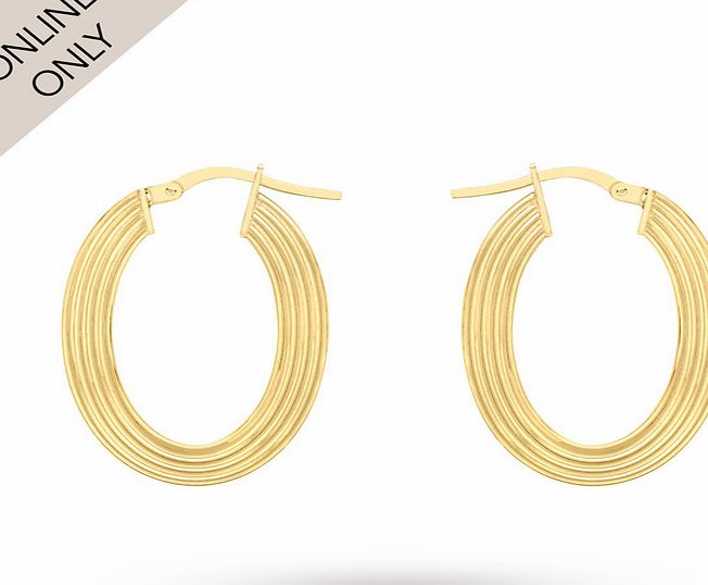 Goldsmiths 9ct Yellow Gold Oval Hoop Earrings