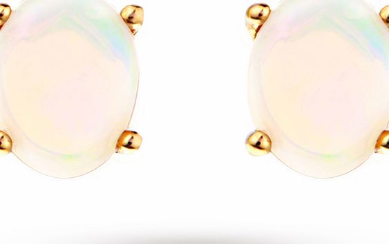 Goldsmiths 9ct Yellow Gold Oval Opal Stud Earrings
