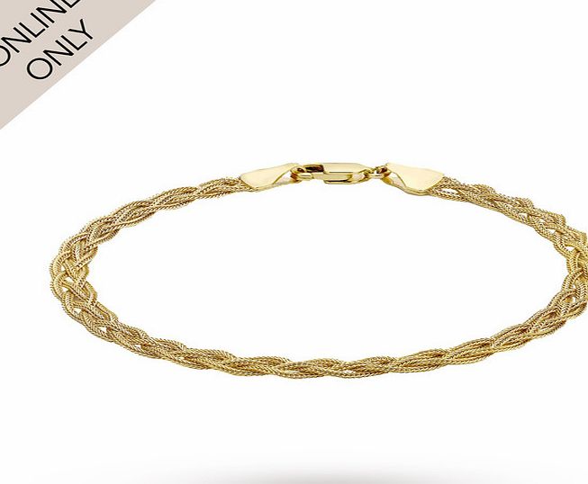 Goldsmiths 9ct Yellow Gold Plaited Bracelet