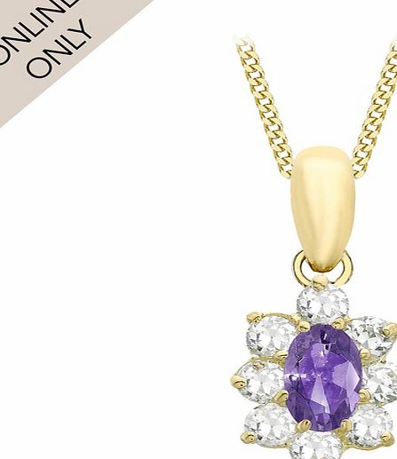 Goldsmiths 9ct Yellow Gold Purple and White Cubic Zirconia