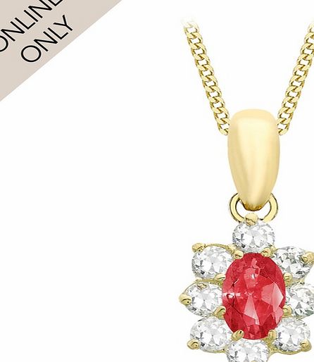 Goldsmiths 9ct Yellow Gold Red and White Cubic Zirconia