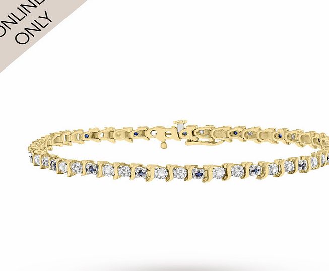 Goldsmiths 9ct Yellow Gold Sapphire and Diamond Bracelet