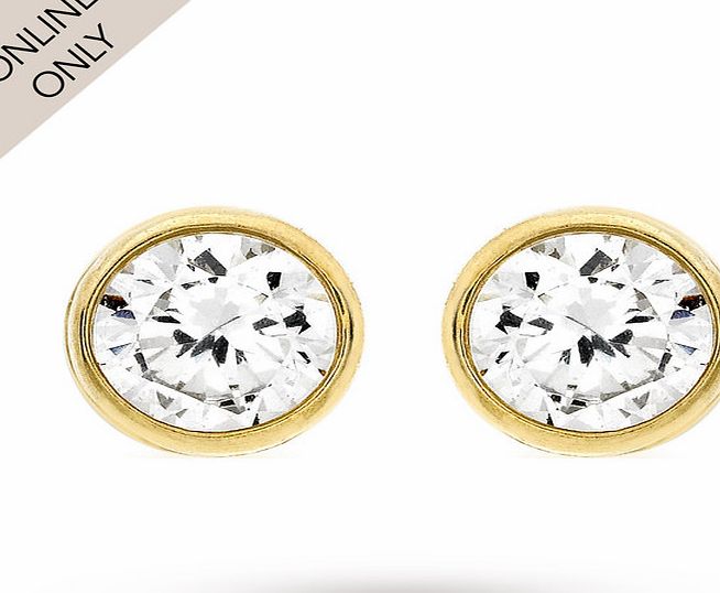 Goldsmiths 9ct Yellow Gold Small Cubic Zirconia Stud Earrings