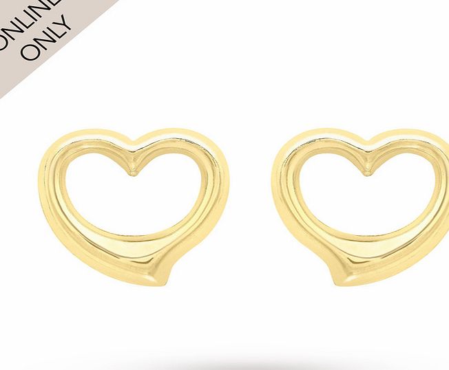 Goldsmiths 9ct Yellow Gold Small Heart Stud Earrings
