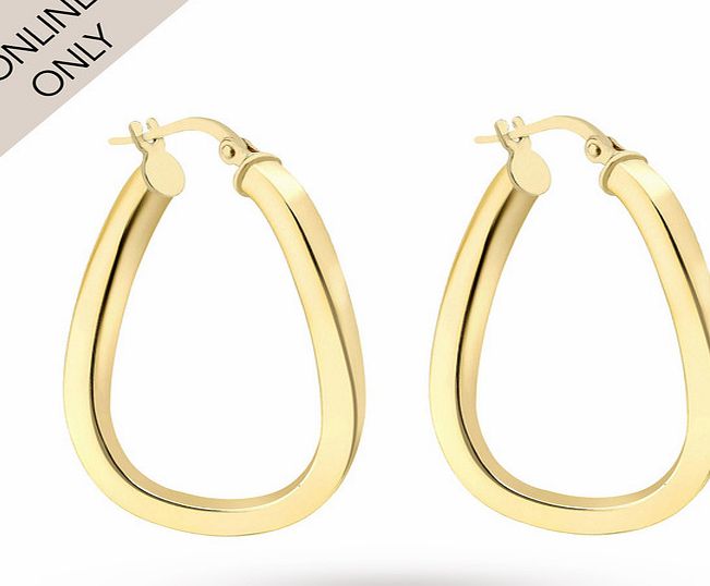 Goldsmiths 9ct Yellow Gold Square Hoop Earrings