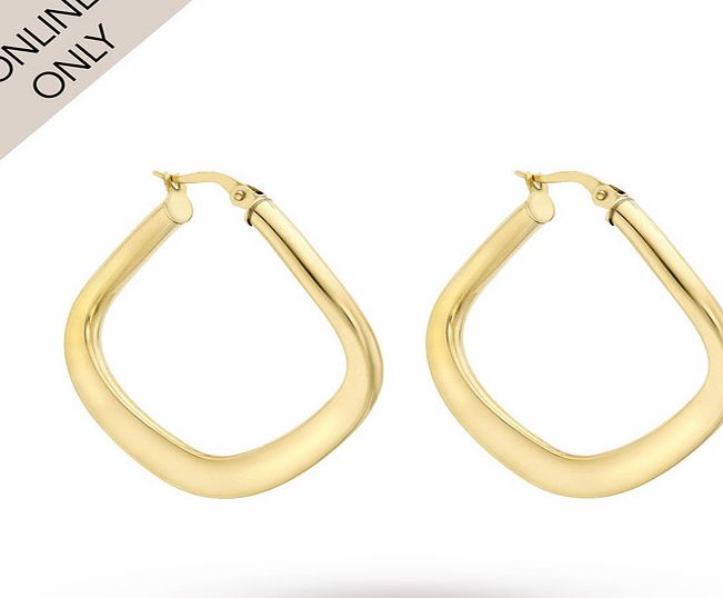 Goldsmiths 9ct Yellow Gold Wavy Hoop Earrings