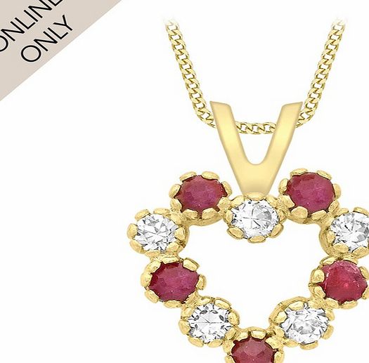 Goldsmiths 9ct Yellow Gold White and Red Cubic Zirconia