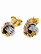 Goldsmiths 9ct yellow, white and rose gold knot earrings