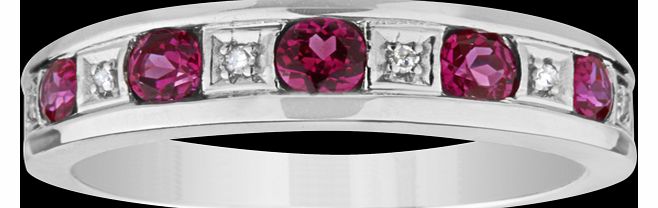 Goldsmiths Created ruby and diamond eternity ring in 9