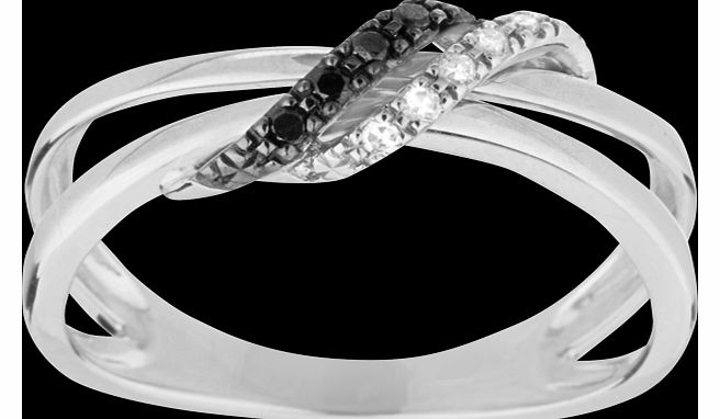 Crossover ring with diamond twist set in 9 carat