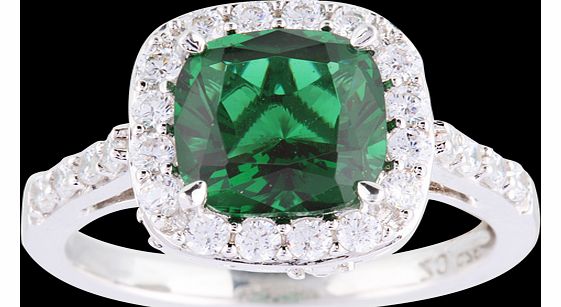 Cushion Cut Green Cubic Zirconia Ring in