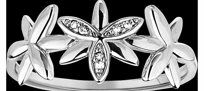 Diamond set flower ring in 9 carat white gold -