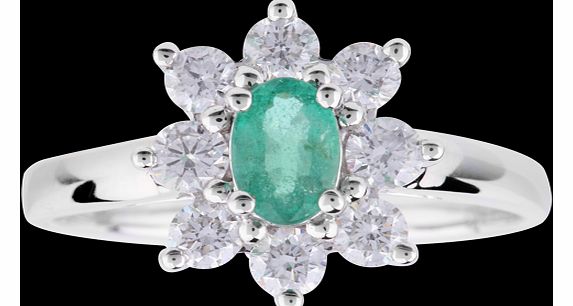 Goldsmiths Emerald and Diamond Cluster Ring in 18 Carat