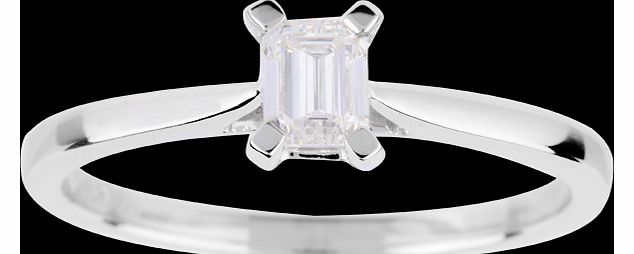 Goldsmiths Emerald Cut 0.50 Carat Diamond Solitaire Ring in