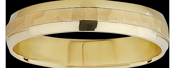 Goldsmiths Gents hammered finish 18 carat yellow gold ring