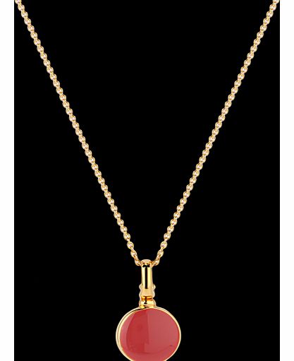 Goldsmiths Gold Vermeil Small Coral Enamel Locket Pendant