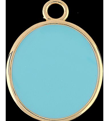 Gold Vermeil Turquoise Enamel Oval Pendant Charm