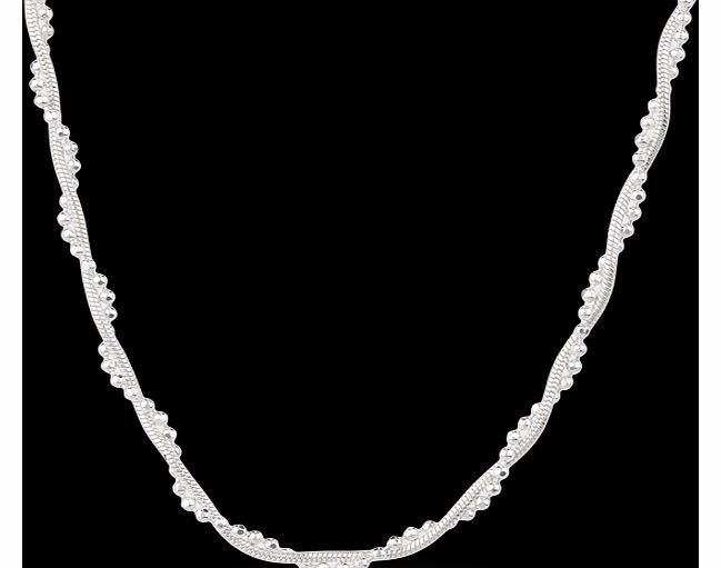 Italian Silver Bead And Snake Twist Chain Necklace