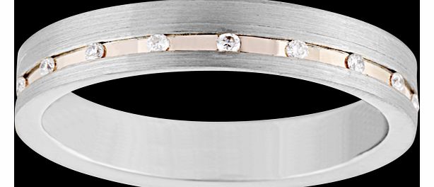 Goldsmiths Ladies diamond set rose gold channel wedding