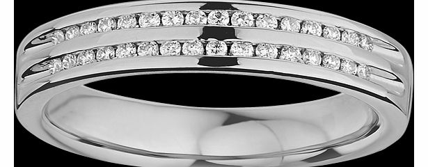 Goldsmiths Ladies double row diamond set wedding ring in 9