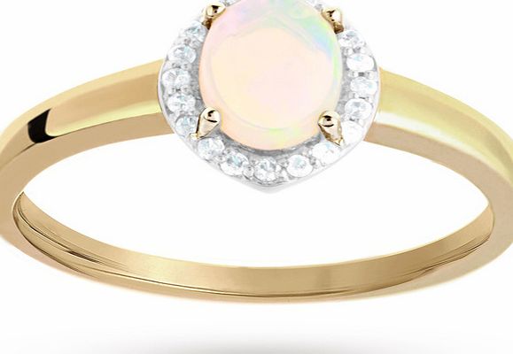 Goldsmiths Marquise Cut Opal and Diamond Set Ring in 9