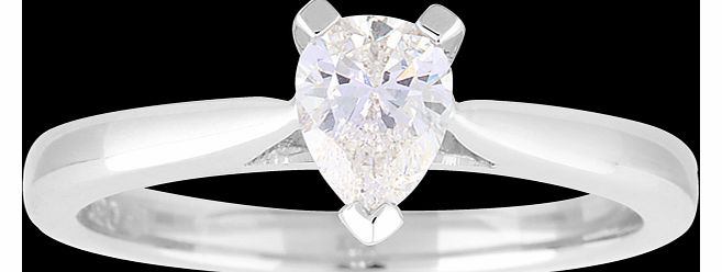 Goldsmiths Pear Cut 0.50 Carat Diamond Solitaire Ring in 18