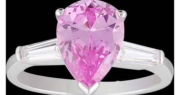 Goldsmiths Pear Cut Fuchsia Pink Cubic Zirconia Ring in