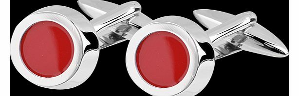 Goldsmiths Red Enamel Round Cufflinks