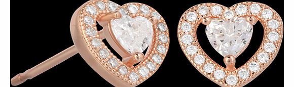 Goldsmiths Rose Gold Plated Heart Stud Earrings